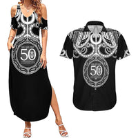 Kia Kaha Te Reo Maori New Zealand Couples Matching Summer Maxi Dress and Hawaiian Shirt 50th Anniversary Ake Ake Ake LT14 Black - Polynesian Pride