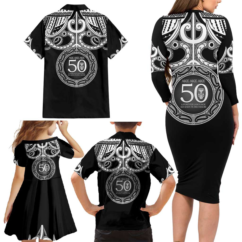 Kia Kaha Te Reo Maori New Zealand Family Matching Long Sleeve Bodycon Dress and Hawaiian Shirt 50th Anniversary Ake Ake Ake LT14 - Polynesian Pride