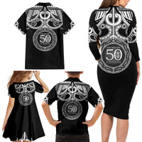 Kia Kaha Te Reo Maori New Zealand Family Matching Long Sleeve Bodycon Dress and Hawaiian Shirt 50th Anniversary Ake Ake Ake LT14 - Polynesian Pride