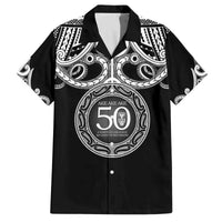 Kia Kaha Te Reo Maori New Zealand Family Matching Off The Shoulder Long Sleeve Dress and Hawaiian Shirt 50th Anniversary Ake Ake Ake LT14 Dad's Shirt - Short Sleeve Black - Polynesian Pride
