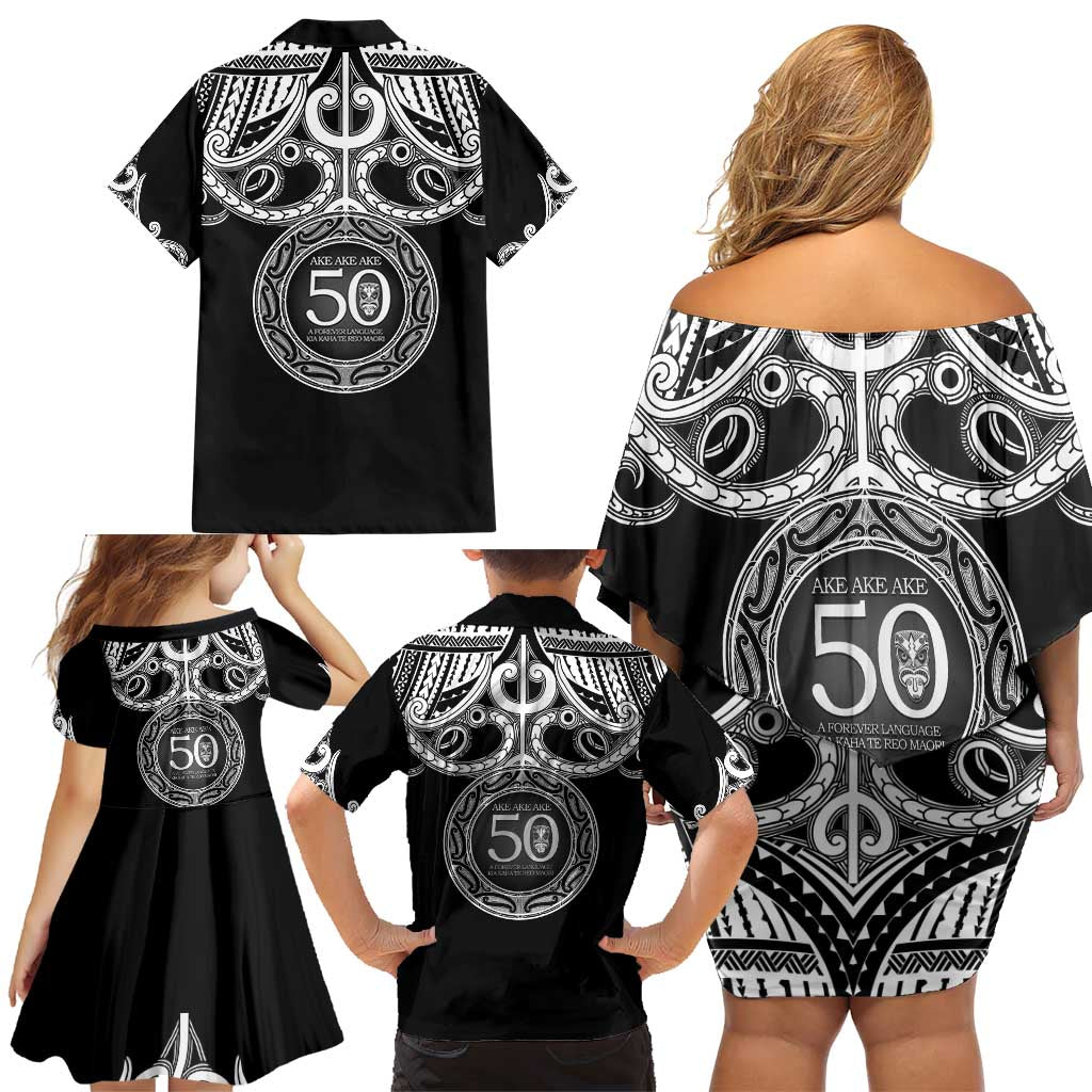 Kia Kaha Te Reo Maori New Zealand Family Matching Off Shoulder Short Dress and Hawaiian Shirt 50th Anniversary Ake Ake Ake LT14 - Polynesian Pride