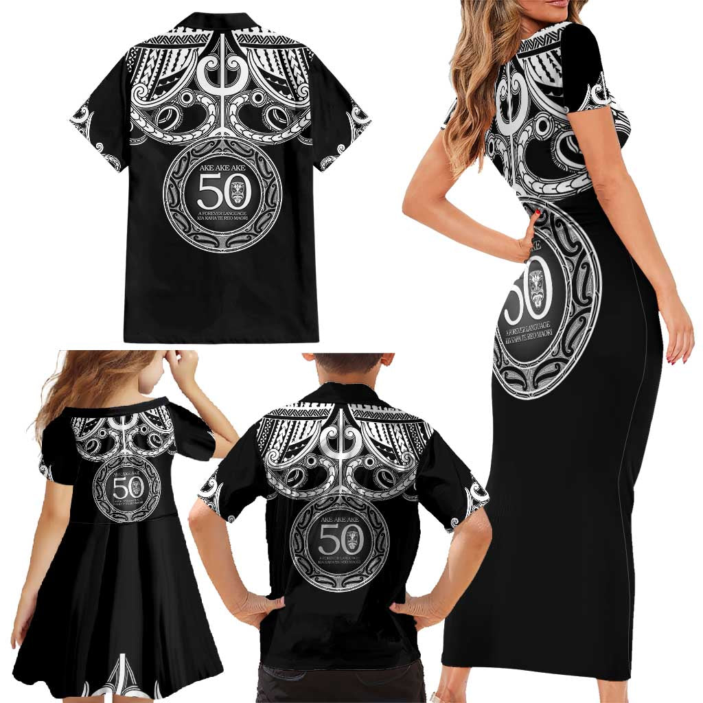 Kia Kaha Te Reo Maori New Zealand Family Matching Short Sleeve Bodycon Dress and Hawaiian Shirt 50th Anniversary Ake Ake Ake LT14 - Polynesian Pride