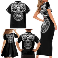 Kia Kaha Te Reo Maori New Zealand Family Matching Short Sleeve Bodycon Dress and Hawaiian Shirt 50th Anniversary Ake Ake Ake LT14 - Polynesian Pride