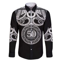 Kia Kaha Te Reo Maori New Zealand Family Matching Summer Maxi Dress and Hawaiian Shirt 50th Anniversary Ake Ake Ake LT14 Dad's Shirt - Long Sleeve Black - Polynesian Pride