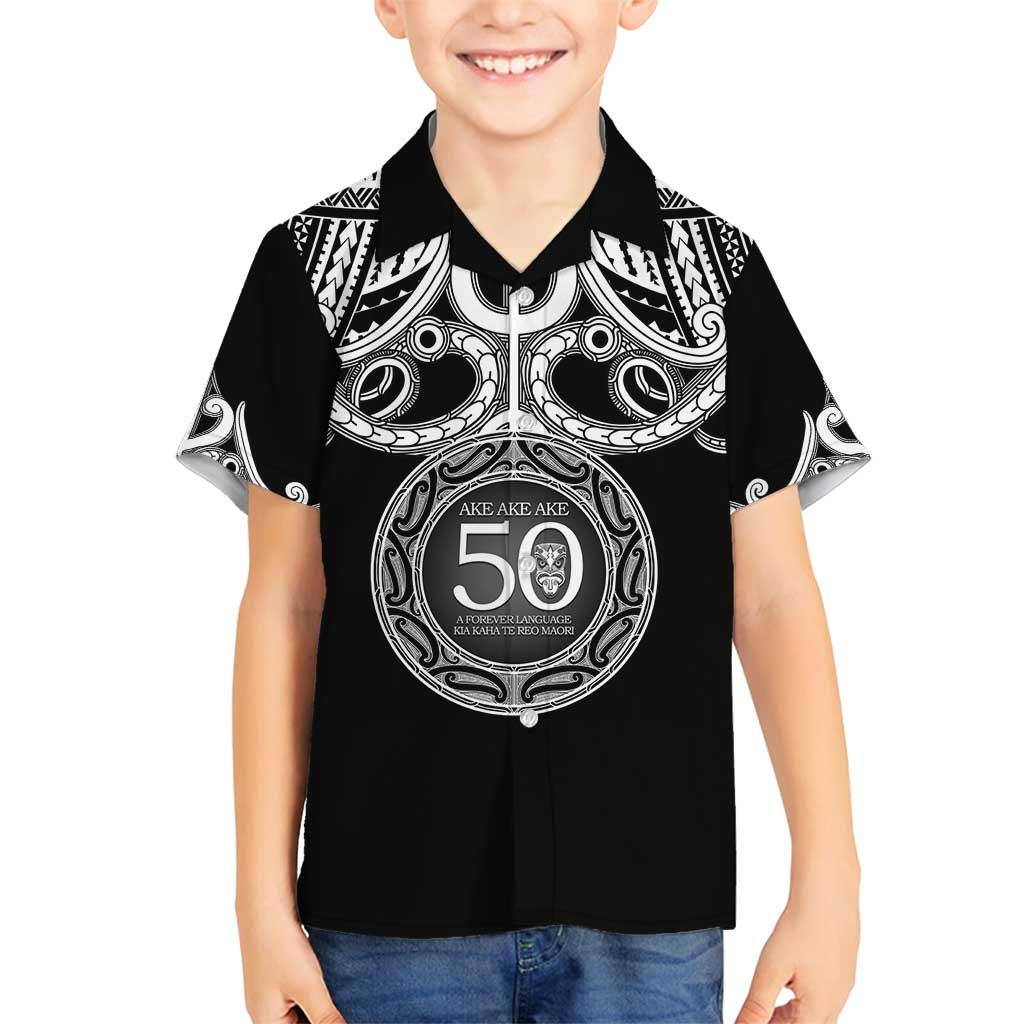 Kia Kaha Te Reo Maori New Zealand Family Matching Tank Maxi Dress and Hawaiian Shirt 50th Anniversary Ake Ake Ake LT14 Son's Shirt Black - Polynesian Pride
