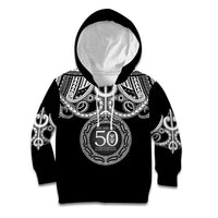 Kia Kaha Te Reo Maori New Zealand Kid Hoodie 50th Anniversary Ake Ake Ake LT14 Hoodie Black - Polynesian Pride