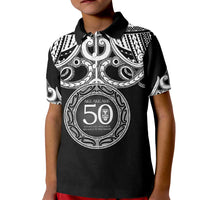 Kia Kaha Te Reo Maori New Zealand Kid Polo Shirt 50th Anniversary Ake Ake Ake LT14 Kid Black - Polynesian Pride