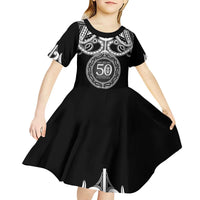 Kia Kaha Te Reo Maori New Zealand Kid Short Sleeve Dress 50th Anniversary Ake Ake Ake LT14 - Polynesian Pride