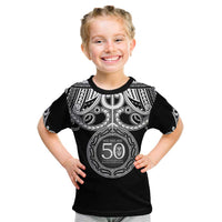 Kia Kaha Te Reo Maori New Zealand Kid T Shirt 50th Anniversary Ake Ake Ake LT14 Black - Polynesian Pride