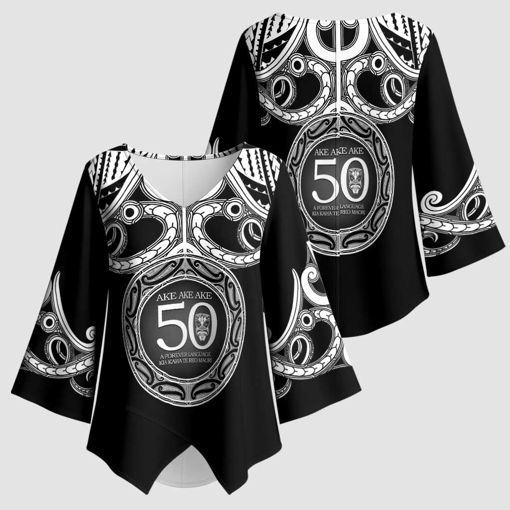 Kia Kaha Te Reo Maori New Zealand Kimono Sleeve Blouse 50th Anniversary Ake Ake Ake LT14 - Polynesian Pride