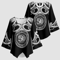 Kia Kaha Te Reo Maori New Zealand Kimono Sleeve Blouse 50th Anniversary Ake Ake Ake LT14 - Polynesian Pride