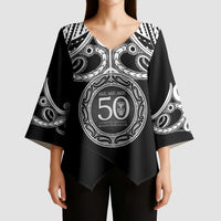 Kia Kaha Te Reo Maori New Zealand Kimono Sleeve Blouse 50th Anniversary Ake Ake Ake LT14 - Polynesian Pride