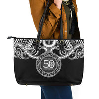 Kia Kaha Te Reo Maori New Zealand Leather Tote Bag 50th Anniversary Ake Ake Ake LT14 - Polynesian Pride