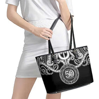 Kia Kaha Te Reo Maori New Zealand Leather Tote Bag 50th Anniversary Ake Ake Ake LT14 - Polynesian Pride