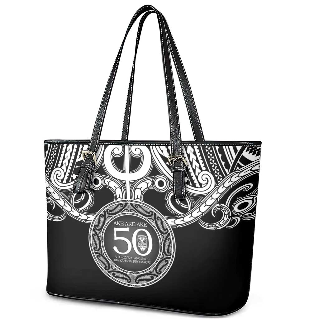 Kia Kaha Te Reo Maori New Zealand Leather Tote Bag 50th Anniversary Ake Ake Ake LT14 - Polynesian Pride