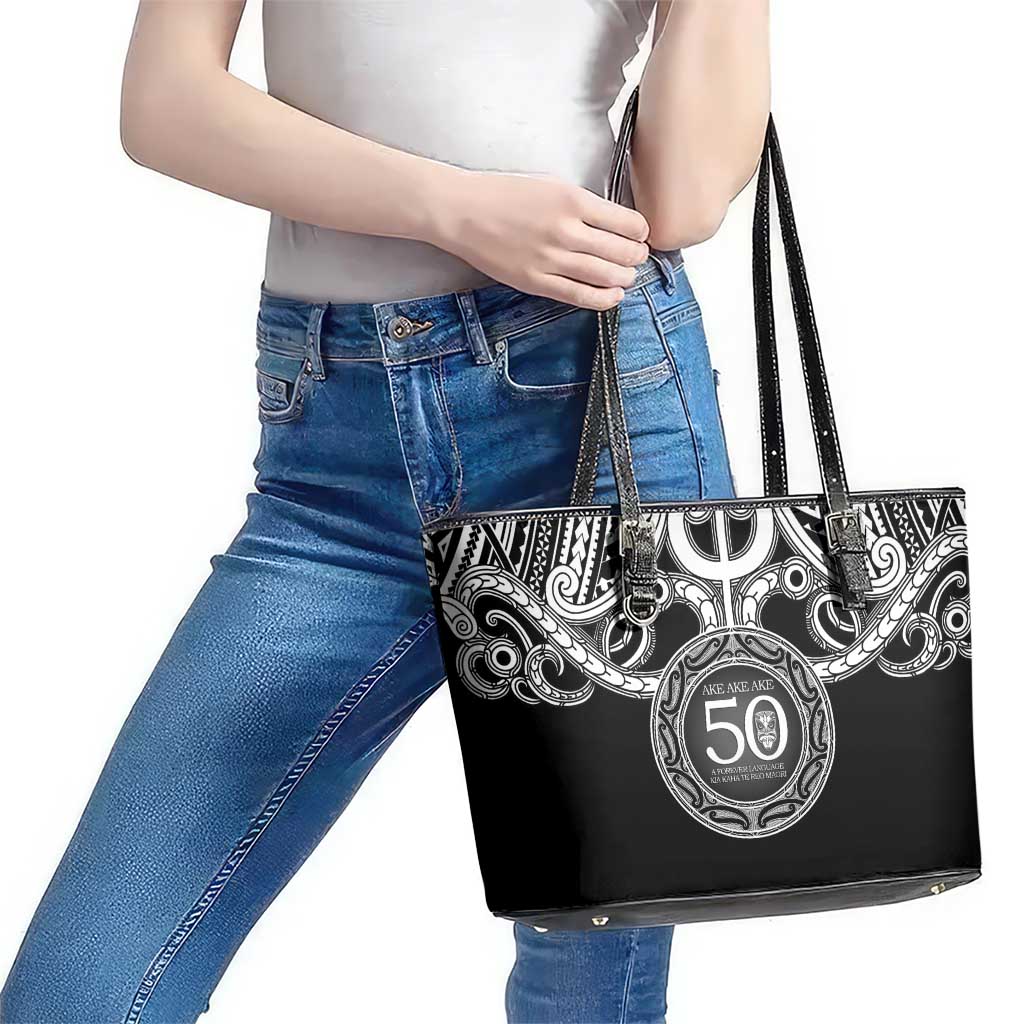 Kia Kaha Te Reo Maori New Zealand Leather Tote Bag 50th Anniversary Ake Ake Ake LT14 - Polynesian Pride
