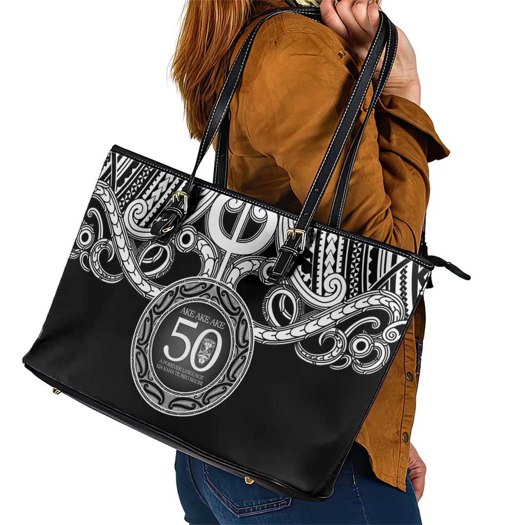 Kia Kaha Te Reo Maori New Zealand Leather Tote Bag 50th Anniversary Ake Ake Ake LT14 - Polynesian Pride