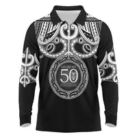 Kia Kaha Te Reo Maori New Zealand Long Sleeve Polo Shirt 50th Anniversary Ake Ake Ake LT14 Black - Polynesian Pride