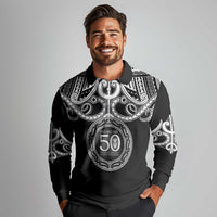 Kia Kaha Te Reo Maori New Zealand Long Sleeve Polo Shirt 50th Anniversary Ake Ake Ake LT14 - Polynesian Pride