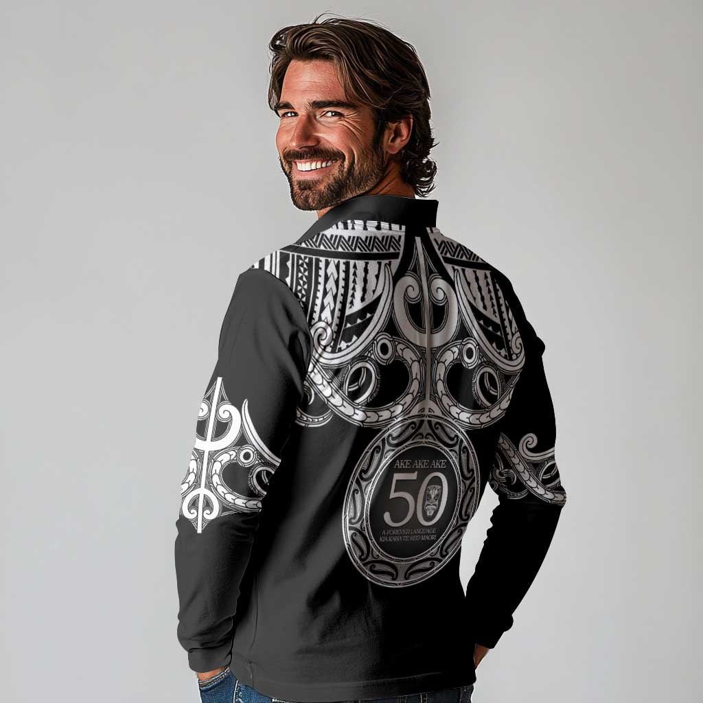 Kia Kaha Te Reo Maori New Zealand Long Sleeve Polo Shirt 50th Anniversary Ake Ake Ake LT14 - Polynesian Pride