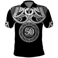 Kia Kaha Te Reo Maori New Zealand Polo Shirt 50th Anniversary Ake Ake Ake LT14 Black - Polynesian Pride