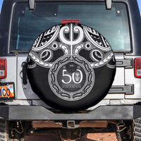 Kia Kaha Te Reo Maori New Zealand Spare Tire Cover 50th Anniversary Ake Ake Ake LT14 Black - Polynesian Pride