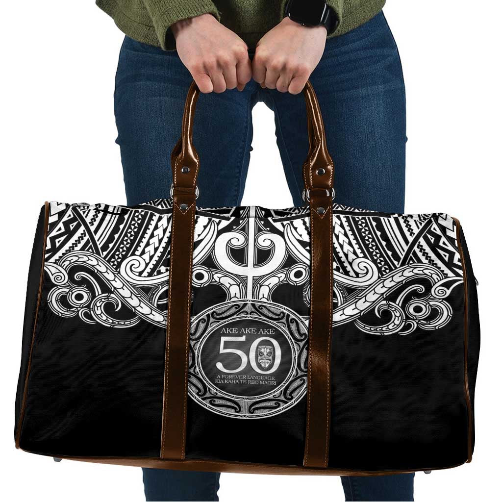 Kia Kaha Te Reo Maori New Zealand Travel Bag 50th Anniversary Ake Ake Ake LT14 Black - Polynesian Pride