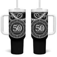 Kia Kaha Te Reo Maori New Zealand Tumbler With Handle 50th Anniversary Ake Ake Ake LT14 One Size: 40 oz Black - Polynesian Pride