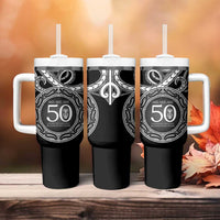 Kia Kaha Te Reo Maori New Zealand Tumbler With Handle 50th Anniversary Ake Ake Ake LT14 - Polynesian Pride