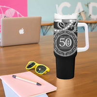 Kia Kaha Te Reo Maori New Zealand Tumbler With Handle 50th Anniversary Ake Ake Ake LT14 - Polynesian Pride