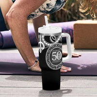 Kia Kaha Te Reo Maori New Zealand Tumbler With Handle 50th Anniversary Ake Ake Ake LT14 - Polynesian Pride