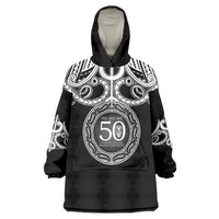 Kia Kaha Te Reo Maori New Zealand Wearable Blanket Hoodie 50th Anniversary Ake Ake Ake LT14 One Size Black - Polynesian Pride