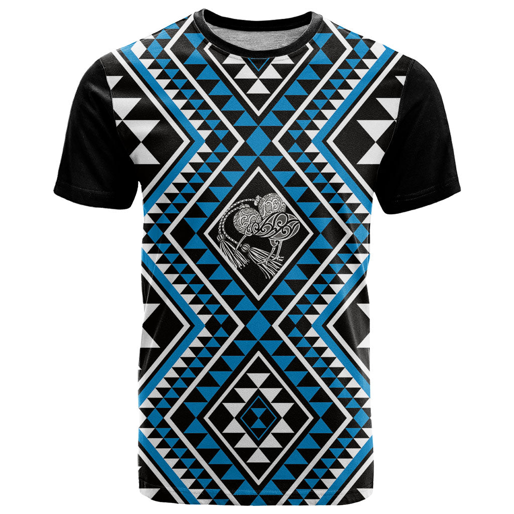 New Zealand Kikorangi Taniko Motifs T Shirt Maori Poi Dance Costume Inspired LT14 Blue - Polynesian Pride