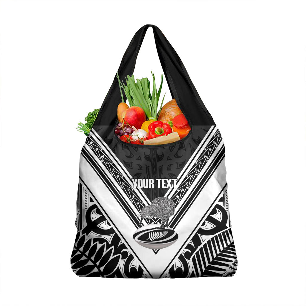 New Zealand Silver Fern Rugby Custom Grocery Bag Go Wheel Kiwi Maori Pattern LT14 1-pack One Size White - Polynesian Pride