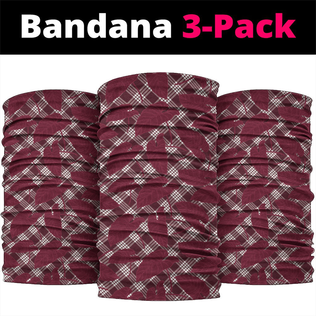 Burgundy Hawaii Kalo Palaka Motifs Neck Gaiter Hawaiian Taro Leaves Elegant Vibes LT14 package One Size: 25*50cm Burgundy - Polynesian Pride