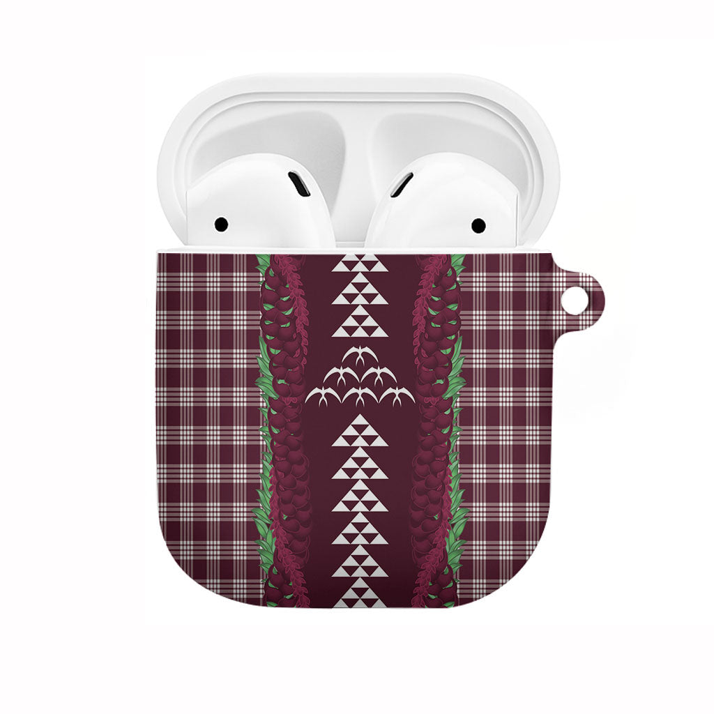 Burgundy Palaka Hawaii Iwa Bird AirPods Case Hawaiian Kakau Jade Vine Lei LT14 Burgundy - Polynesian Pride
