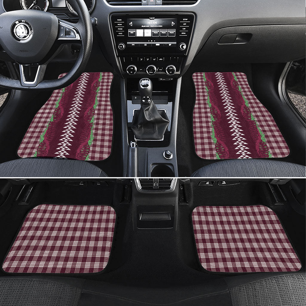Burgundy Palaka Hawaii Iwa Bird Car Mats Hawaiian Kakau Jade Vine Lei