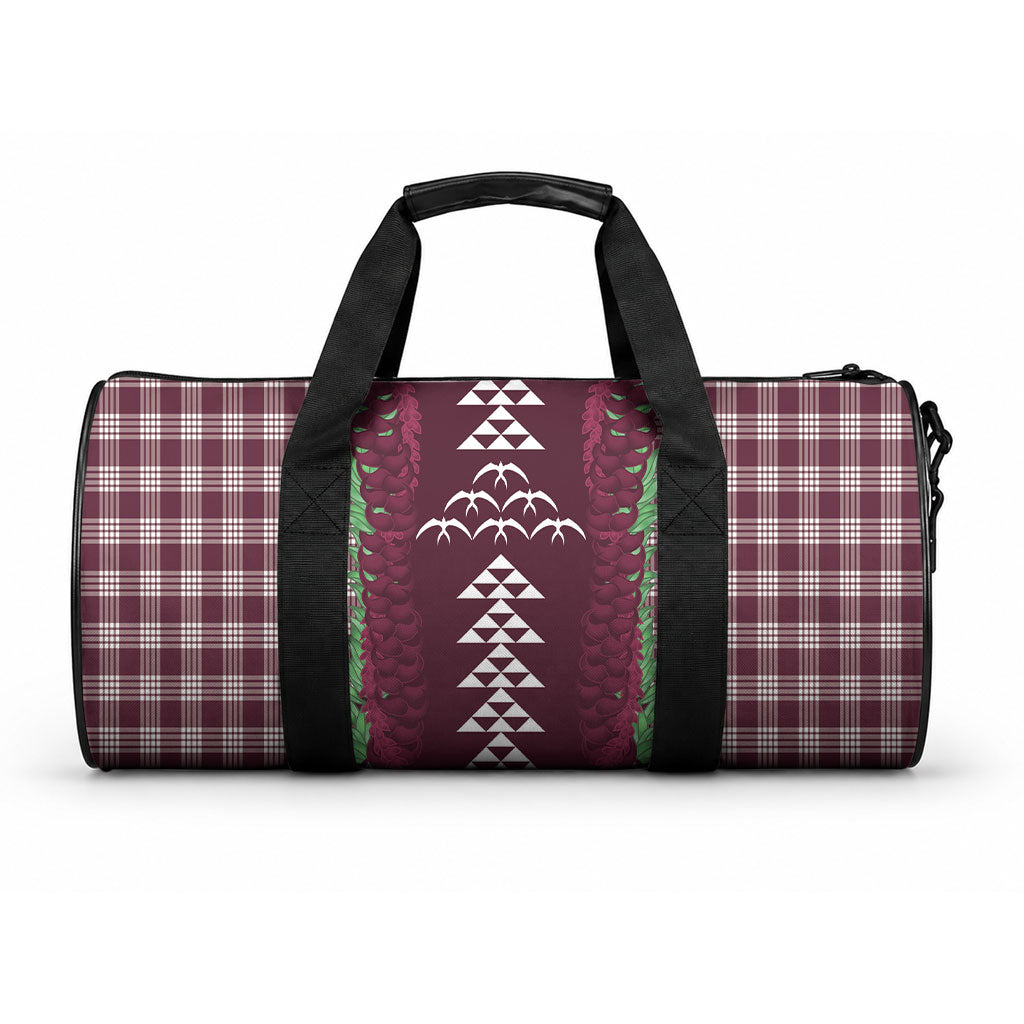 Burgundy Palaka Hawaii Iwa Bird Duffle Bag Hawaiian Kakau Jade Vine Lei