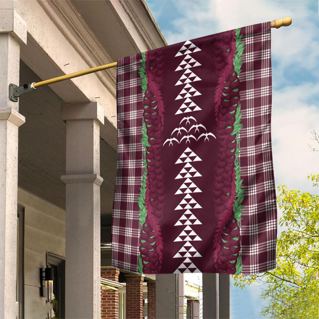 Burgundy Palaka Hawaii Iwa Bird Garden Flag Hawaiian Kakau Jade Vine Lei LT14 House Flag Burgundy - Polynesian Pride