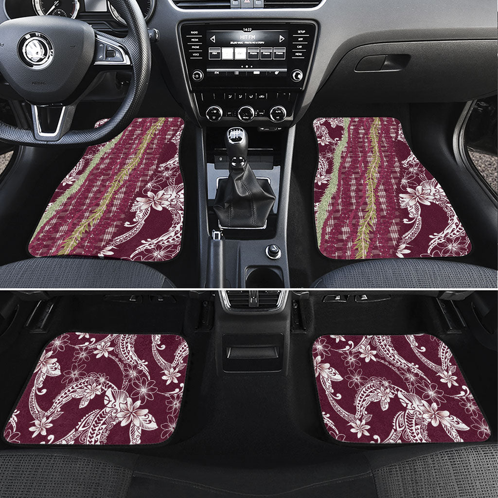Burgundy Palaka Hawaii Leis Car Mats Hawaiian-plaid Elegant Tropical Vibes