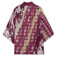 Burgundy Palaka Hawaii Leis Kimono Hawaiian-plaid Elegant Tropical Vibes LT14 - Polynesian Pride