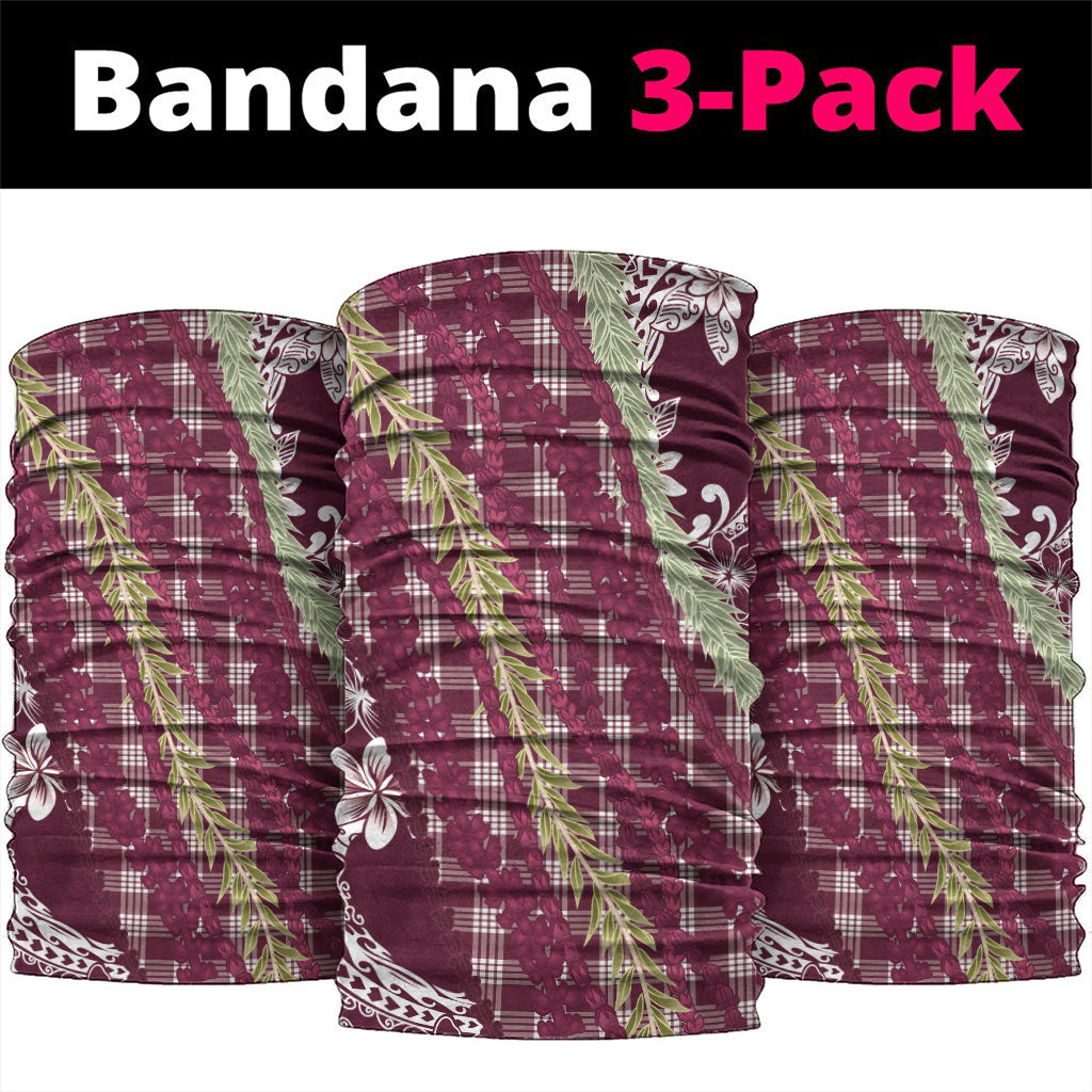 Burgundy Palaka Hawaii Leis Neck Gaiter Hawaiian-plaid Elegant Tropical Vibes LT14 package One Size: 25*50cm Burgundy - Polynesian Pride