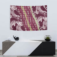 Burgundy Palaka Hawaii Leis Tapestry Hawaiian-plaid Elegant Tropical Vibes LT14 - Polynesian Pride