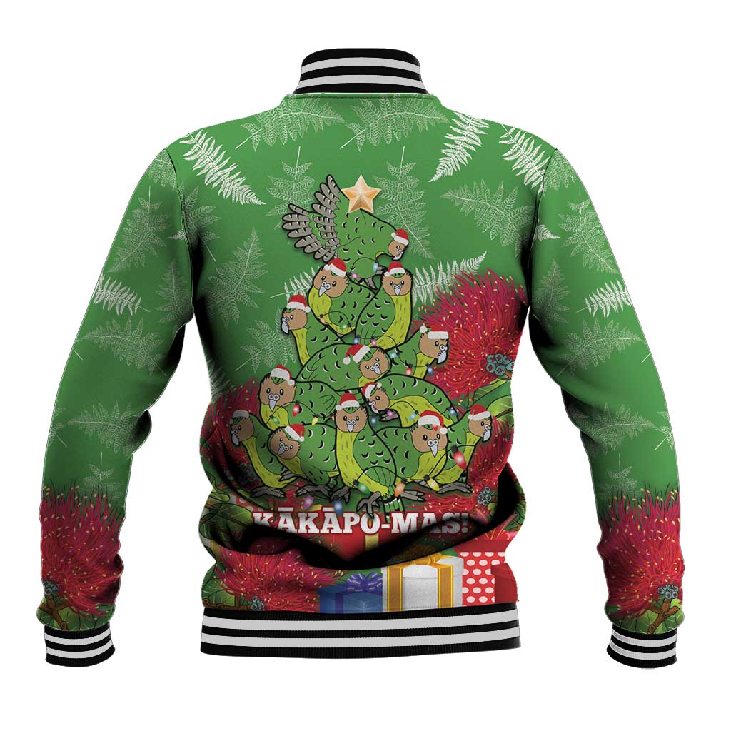 Kakapo New Zealand Christmas Baseball Jacket Meri Kirihimete Pohutukawa - Green Color LT14 - Polynesian Pride