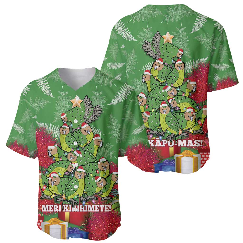 Kakapo New Zealand Christmas Baseball Jersey Meri Kirihimete Pohutukawa - Green Color LT14 - Polynesian Pride