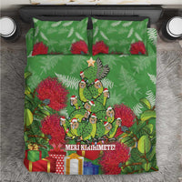Kakapo New Zealand Christmas Bedding Set Meri Kirihimete Pohutukawa - Green Color LT14 Green - Polynesian Pride