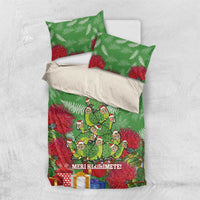 Kakapo New Zealand Christmas Bedding Set Meri Kirihimete Pohutukawa - Green Color LT14 US Twin 172cm x 218cm Green - Polynesian Pride