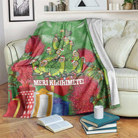 Kakapo New Zealand Christmas Blanket Meri Kirihimete Pohutukawa - Green Color LT14 Green - Polynesian Pride