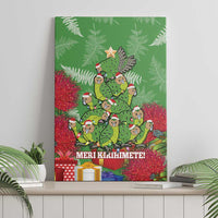 Kakapo New Zealand Christmas Canvas Wall Art Meri Kirihimete Pohutukawa - Green Color LT14 - Polynesian Pride