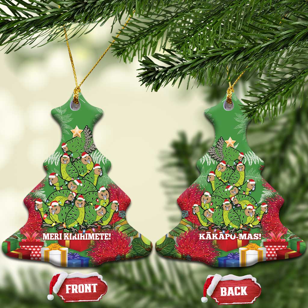 Kakapo New Zealand Christmas Ceramic Ornament Meri Kirihimete Pohutukawa - Green Color LT14 Christmas Tree Green - Polynesian Pride